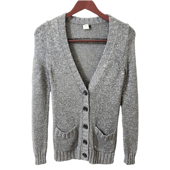 J. Crew Sweaters - J. Crew Silver Gray Metallic Button Down Cardigan Size X-Small